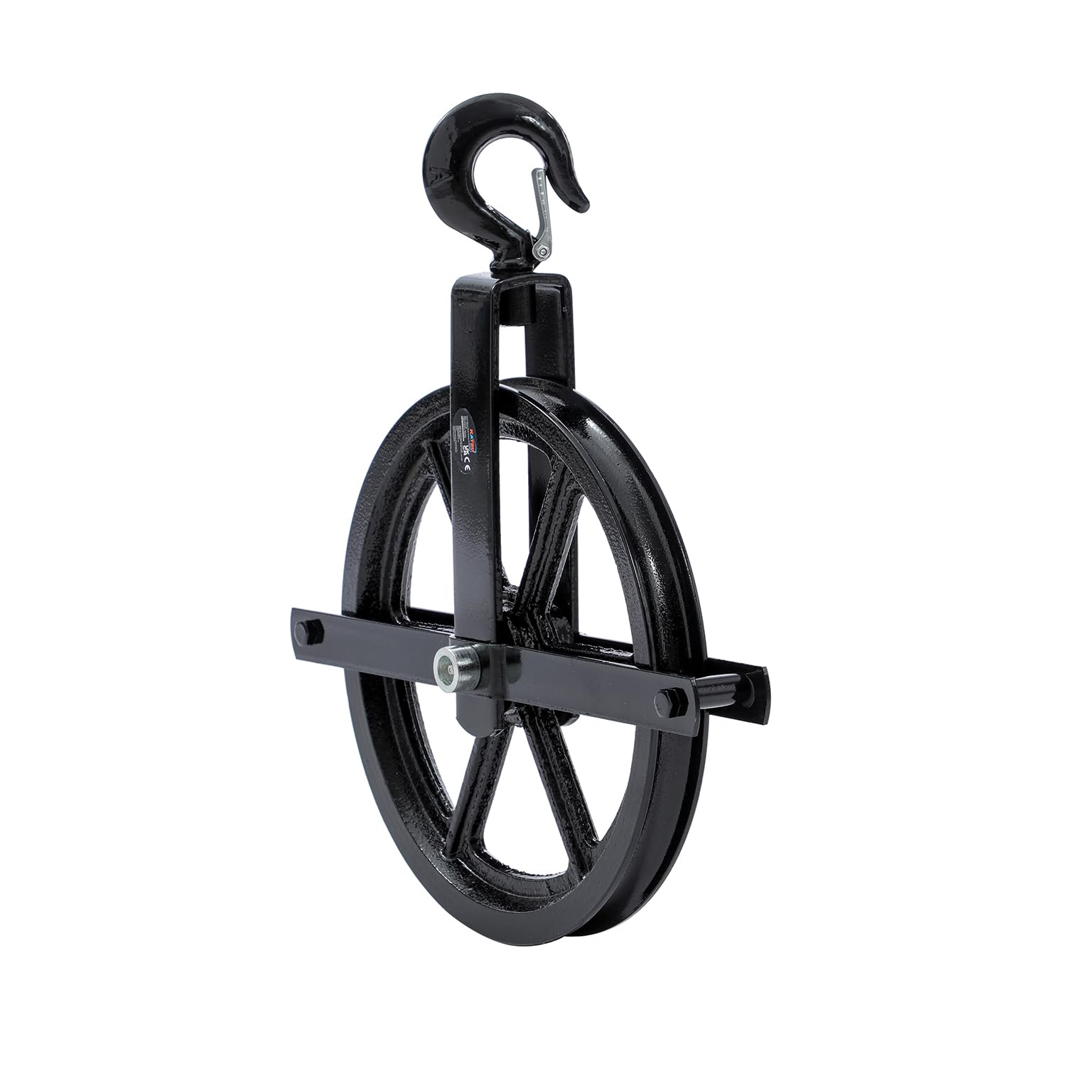 KATSU Tools Poulie Gin 300mm, Roue à Roulement Renforcé avec Crochet Pivotant pour Échafaudage, Construction, Atelier, Treuil et Levage 182129
