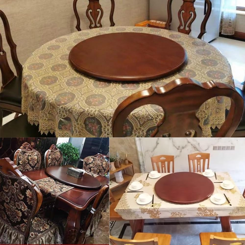 Obrotnica Lazy Susan z litego drewna, 71 cm, 91 cm, 100 cm, okrągła taca do serwowania stołu w jadalni, idealna na spotkania rodzinne, przyjęcia herbaciane i rozrywkę (100 cm)