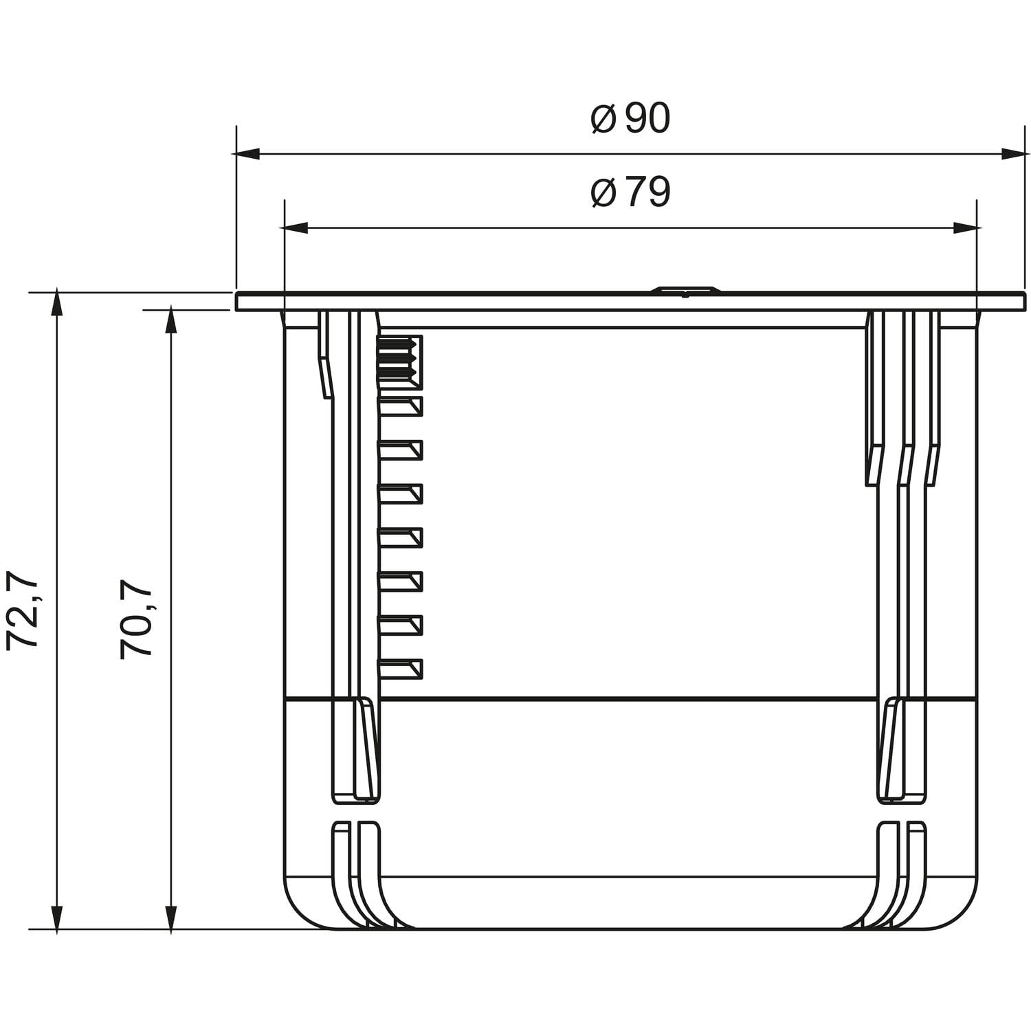 BACHMANN Presa da incasso LOOP IN CHARGE 1 presa 1 presa USB A/C 22 W con passacavo 2 m cavo di alimentazione per ufficio, sala riunioni e spazio abitativo in nero 938.201