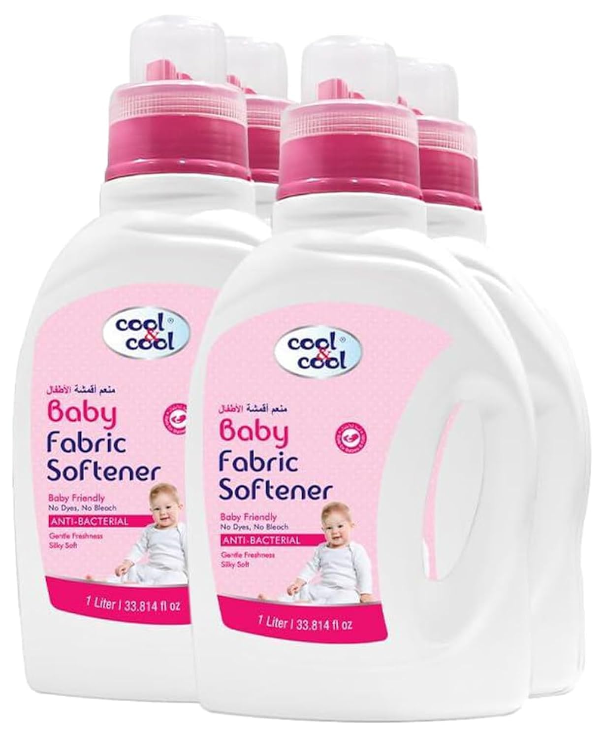 Gentle Baby Fabric Softener 1 Liter (Pack of 4) - Anti Bacterial, Dye-Free, Bleach-Free,Gentle, Baby & Kid safe 4 Liters
