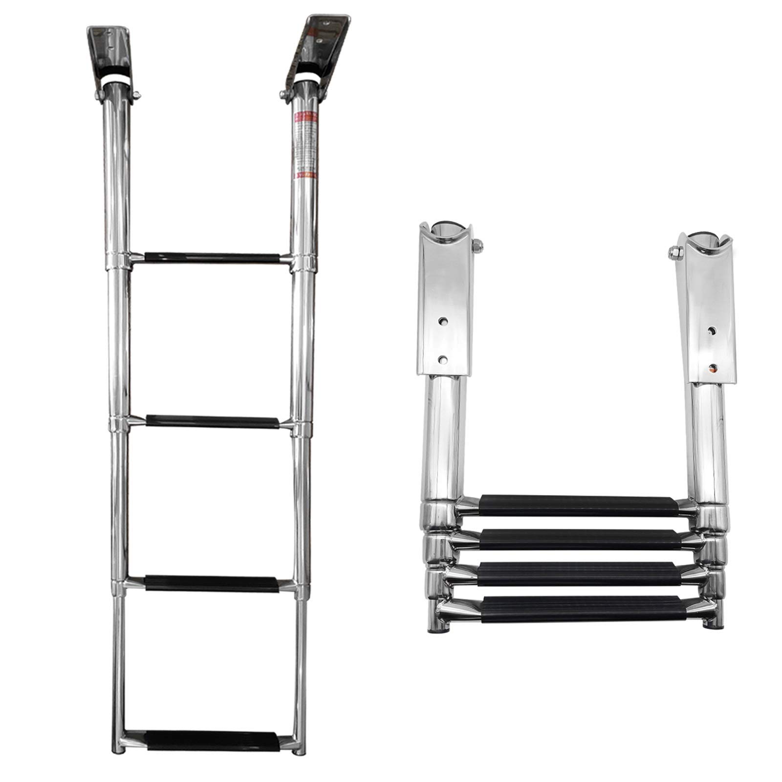 IEOWY Telescoping Stainless Steel Boat Ladder, Marine Dock Boarding Ladder, 4 Steps, Supports Up to 330 lbs, Ideal for Yachts and Swimming Docks