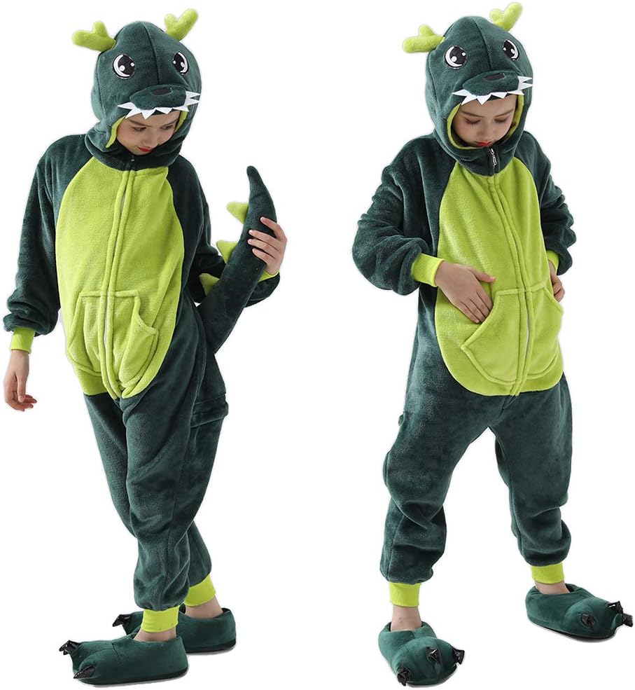 Kids Onesie Pajamas Unisex Dragon Christmas Halloween Costume Age 2-10 Years (Without Slipper ) - Image 3