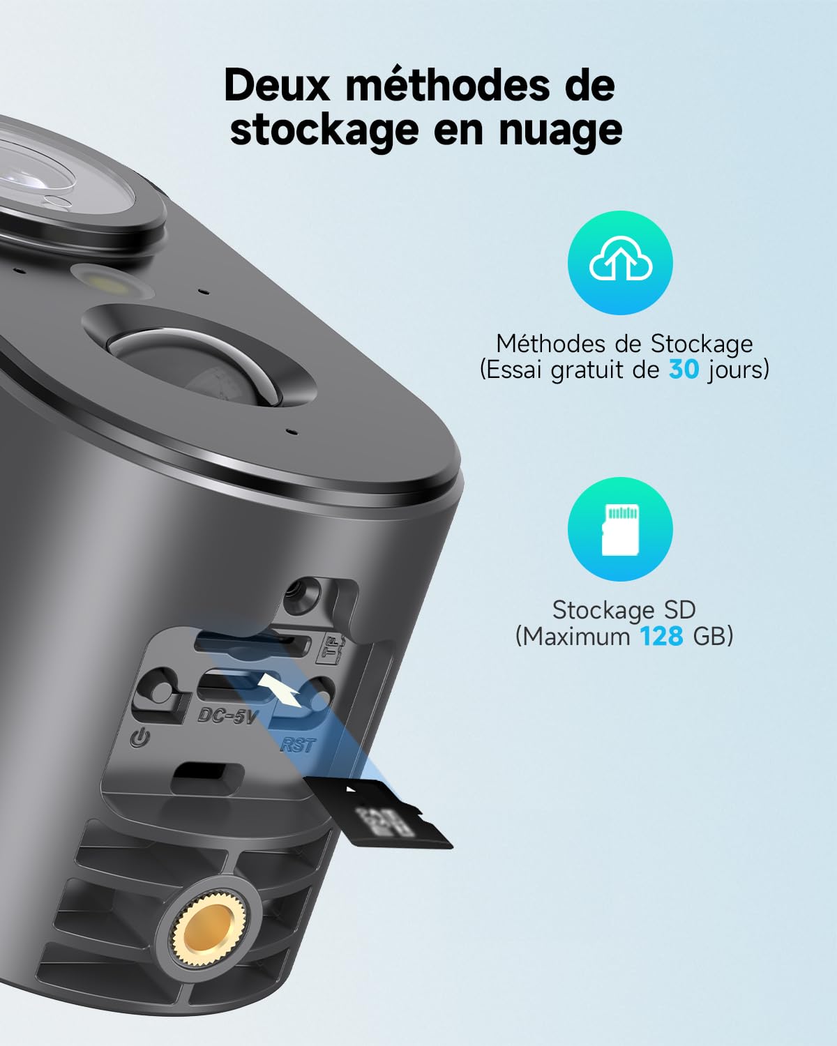 2K Caméra Surveillance WiFi Exterieure sans Fil Batterie - Camera Surveillance WiFi avec Panneau Solaire, Vision Nocturne Couleur, Extérieure/Intérieure, PIR Détection Mouvement, IP66, Noir