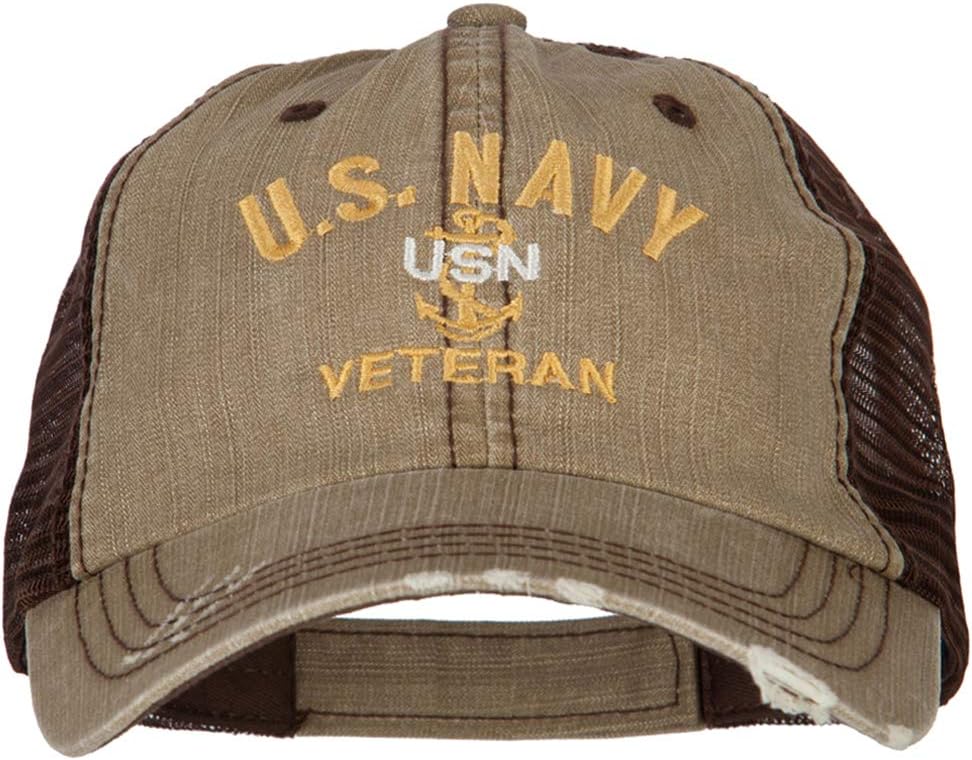 US Navy USN Veteran Embroidered Low Profile Cotton Mesh Cap