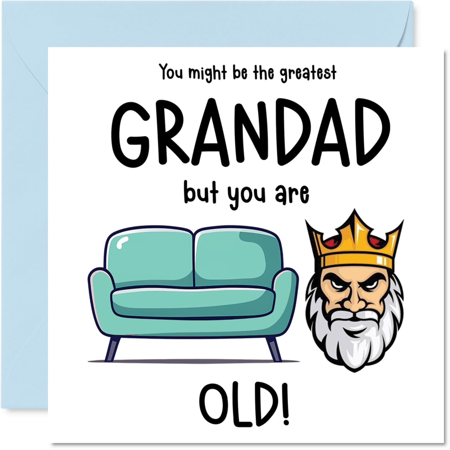Rude Grandad Birthday Card - Sofa King Old - Funny Happy Birthday Card for Grandad from Grandson Granddaughter, 145mm Joke Humour Bday Greeting Cards