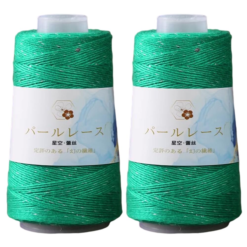 50g x 2 Rolls Cotton Yarn Sequin Knitting Yarn Glitter Crochet Threads Cotton Hand Knitting Yarns for Knitting Shawl Scarf Sweater Hat Craft Projects