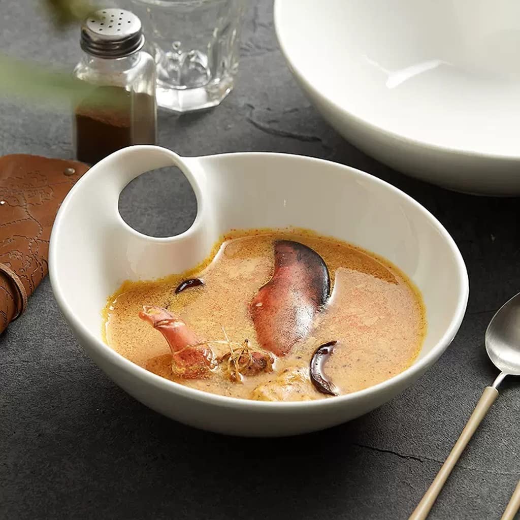 Miski do kuchni duża miska na zupę domowa ceramiczna miska sałatkowa restauracja gotowana ryba duża miska umywalkowa dwuczęściowa salaterka, biała M