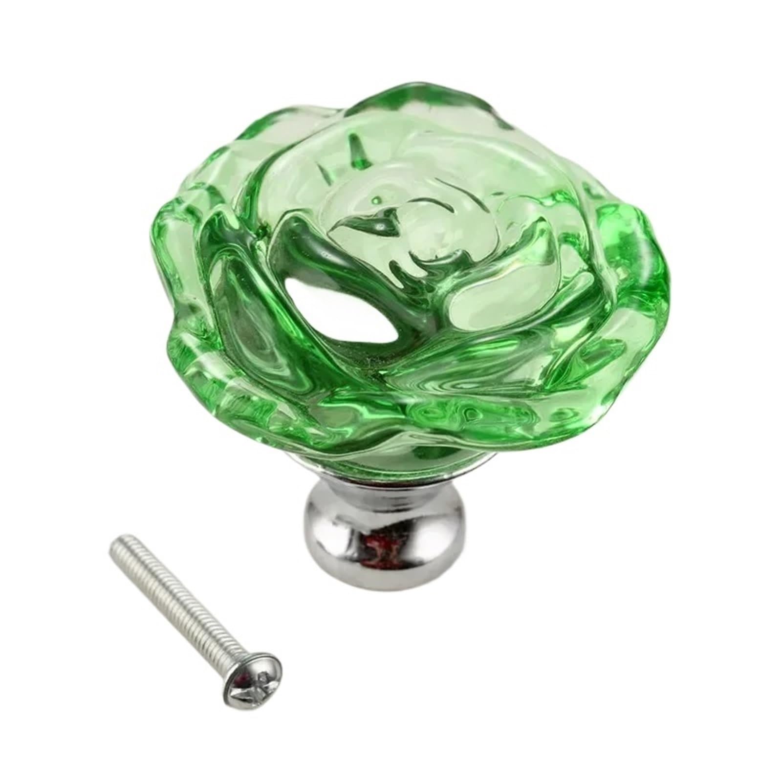 WEQYFDC Crystal Ball Cabinet Door Handle 2pcs 50MM Crystal Rose Glass Handle Cabinet Knob Drawer Pull Handle Kitchen Door Wardrobe Hardware Furniture Knobs Handles(50MM Green Knob)