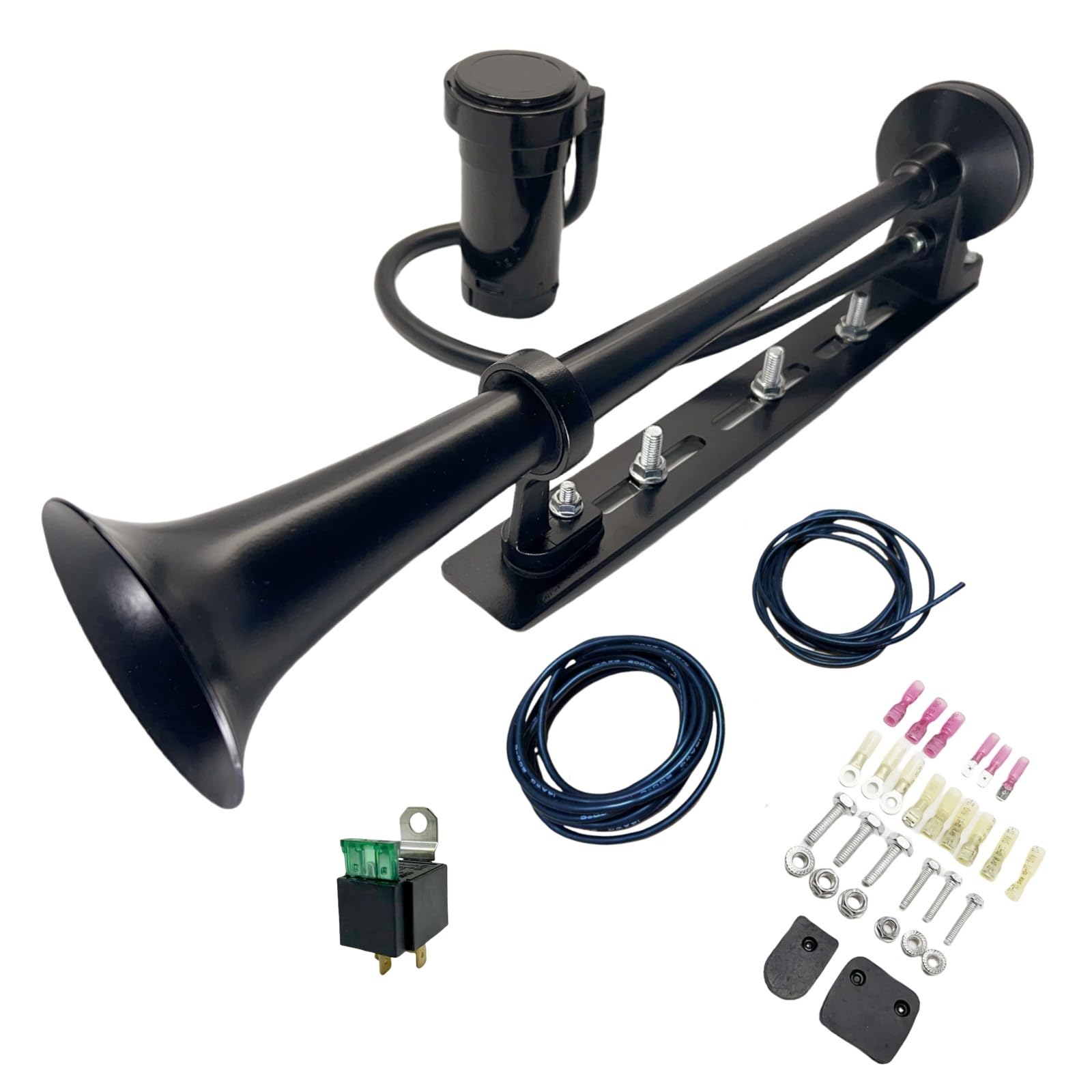 Auto Hupe LKW Hupe Lauter Lautsprecher Innovatives Design Lufthorn und einstellbare Installation car horn Chrom-Zink Trompete schwarz Air Horn mit Luftpumpe für 12V Auto LKW Boot ect