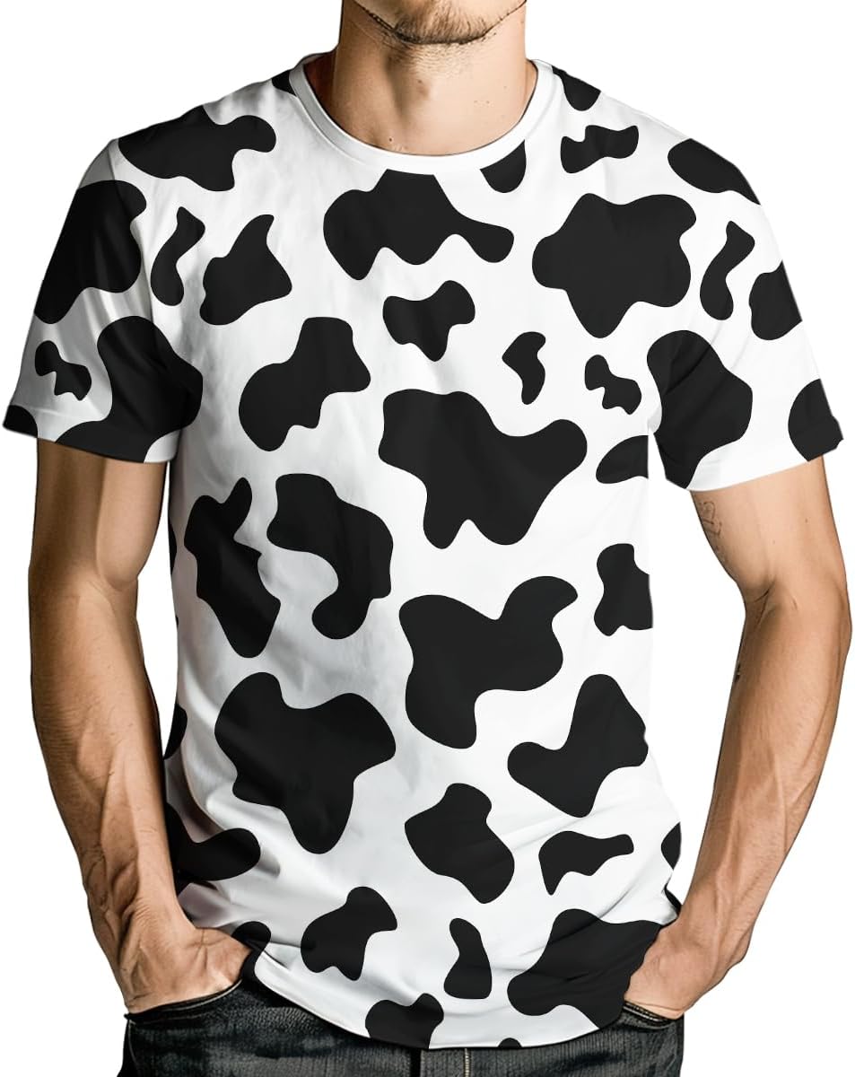 Casual Cow Print T-Shirt Short Sleeve Fun Cow Graphic T-Shirts for Men Women - Image 2
