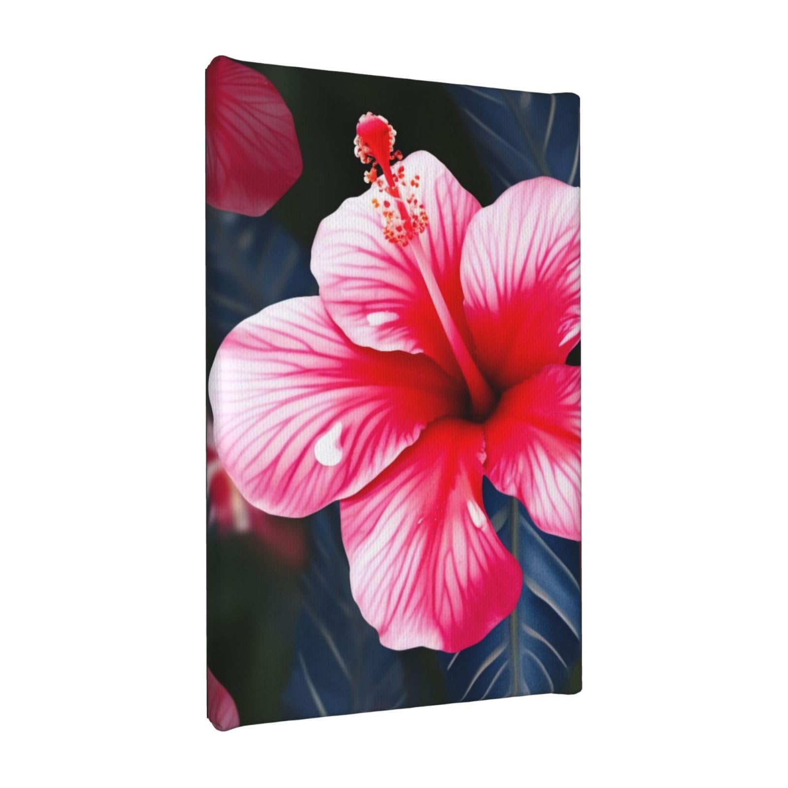 YKLJG Hawaii Pink Flower Printed Wall Art Canvas Painting 20x30 CM Wooden Framed Picture Painting Artwork Prints for Bedroom Kitchen Home Office Decor