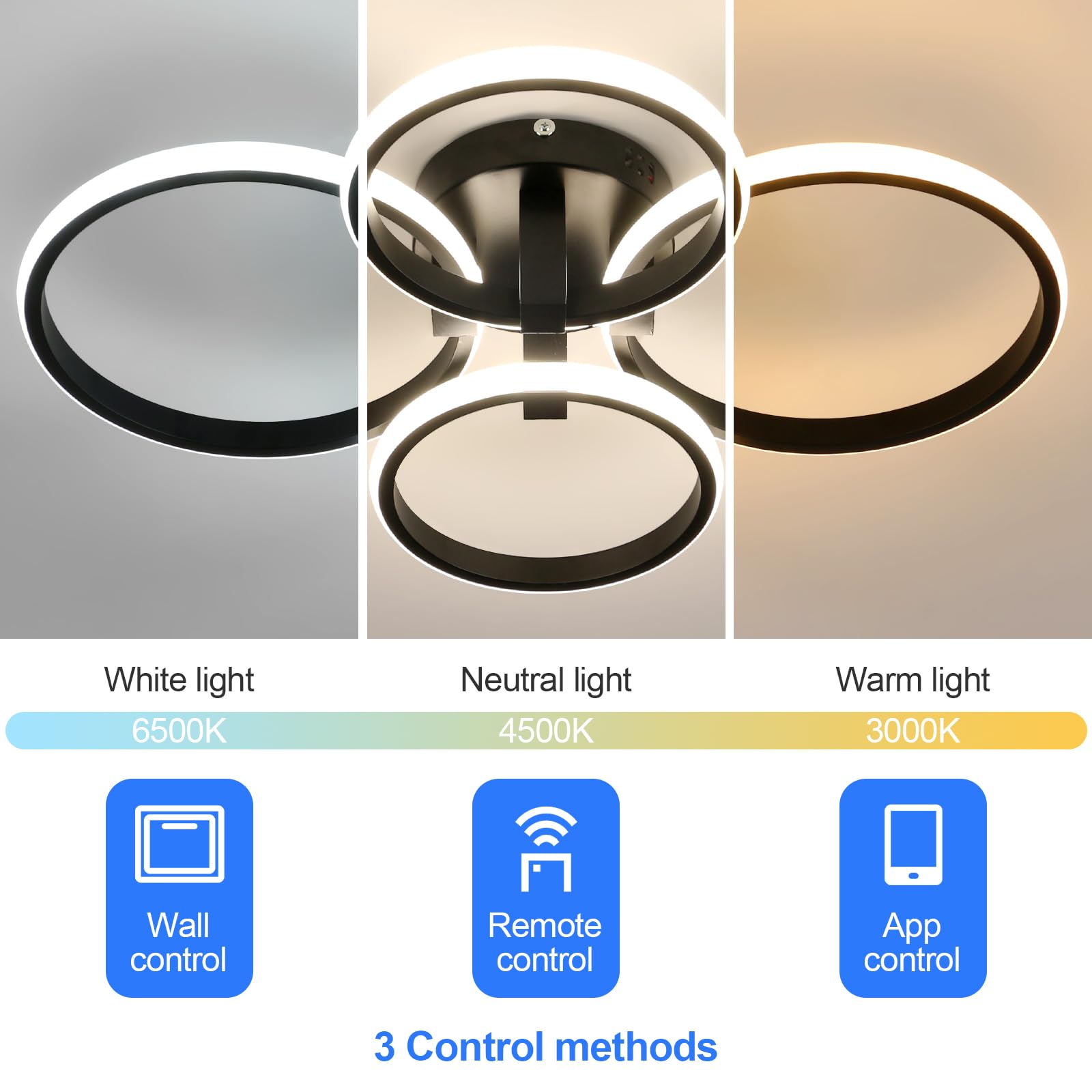 DELIPOP LED Ceiling Lights 76W 8550LM, Modern Dimmable Ceiling Light with Remote Control - Image 4