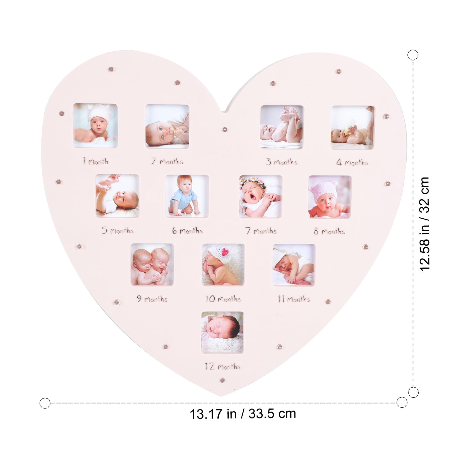 Marco de Fotos para Bebés en Forma de Corazón, Rosa, 12 Fotos