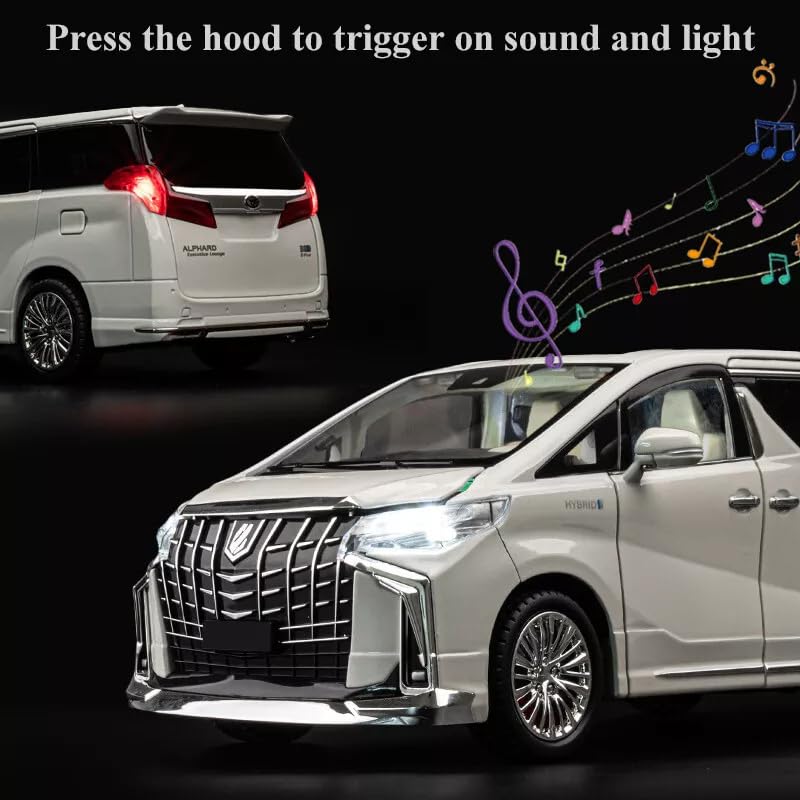 Image of 1:18 Big Size Toyota Alphard MPV Diecast Metal Pull Back Car with 6 Openable Doors with Sound and Light Toy Decoration car Best Gift Toys for Kids 【White】