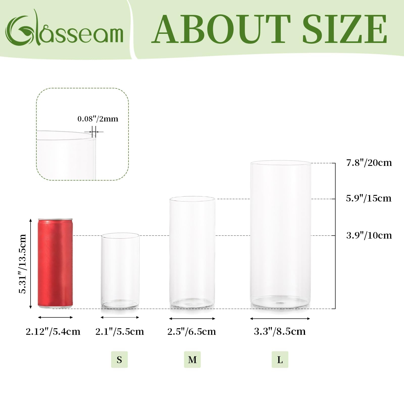 Cilindro Vaso Per Fiori In Vetro Trasparente, 3 Pezzi/Set Glasseam Modern Basic Vasi Per La Decorazione Della Tavola Centrotavola Matrimoni Fiori Rose Pampa Per Soggiorno Ornamenti, 10/15/20 Cm Alto