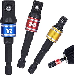 Impact Grade Socket Wrench Adapter Set,3pc 1/4" 3/8" 1/2"Cr-V Power Hand Tools Hex Shank Drill Nut Driver Bit Set New,for Universal Socket Joint Set, Drive Impact Socket Extension Bar Set,Automotive