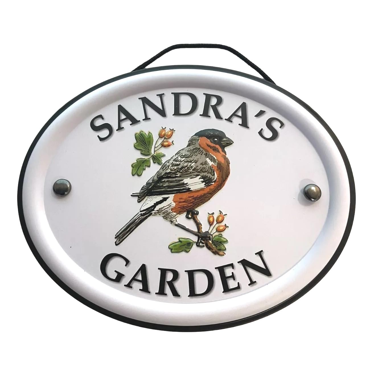 Personalised Garden Sign Hanging Outdoor Tin Plaque Embossed Metal Wall Signs "Sandra's Garden"