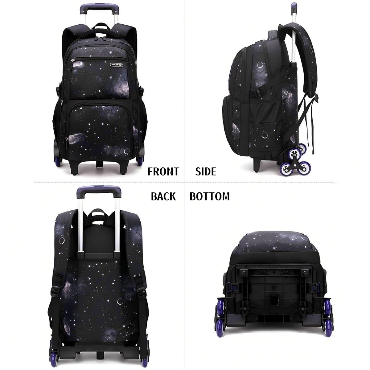 Cartable à Roulettes Garçons, Sac D'école pour Enfant, Sac à Dos à Roulettes pour Garçon pour L'école et Voyages