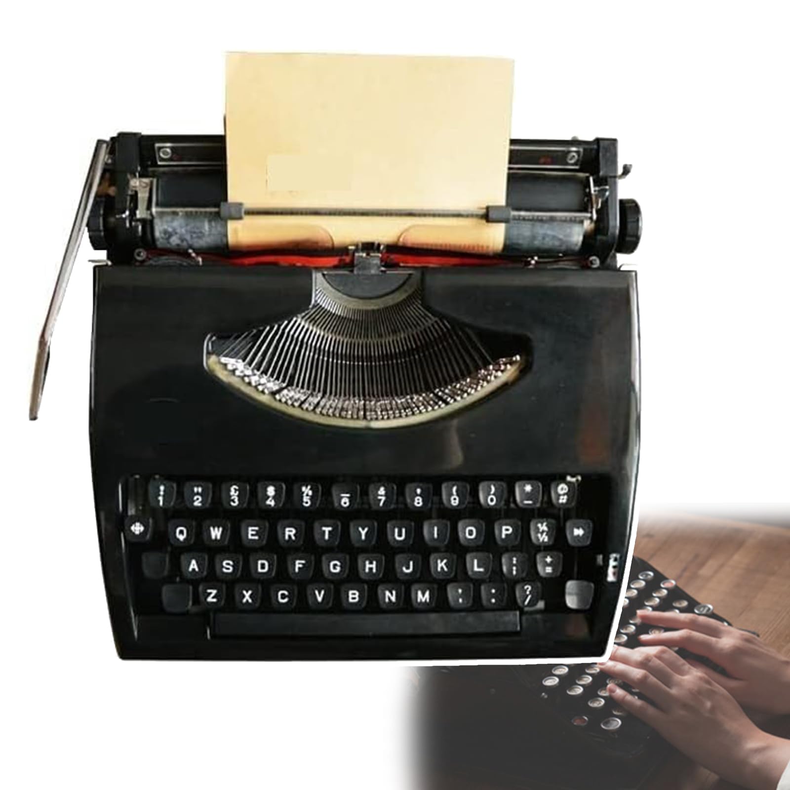 Machine à écrire manuelle portable vintage noire - Modèle classique A pour lettres