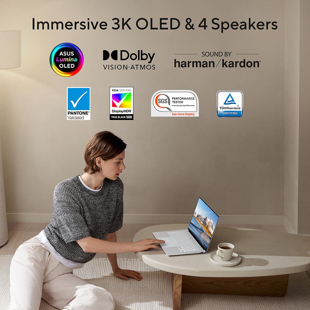 ASUS Zenbook S14 UX5406SA OLED 14.0" 3K 120Hz Touchscreen OLED Laptop (Intel Core Ultra 7-258V, 32GB RAM, 1TB PCIe SSD, UK Layout Backlit Keyboard, Windows 11 Home, Copilot+ PC)