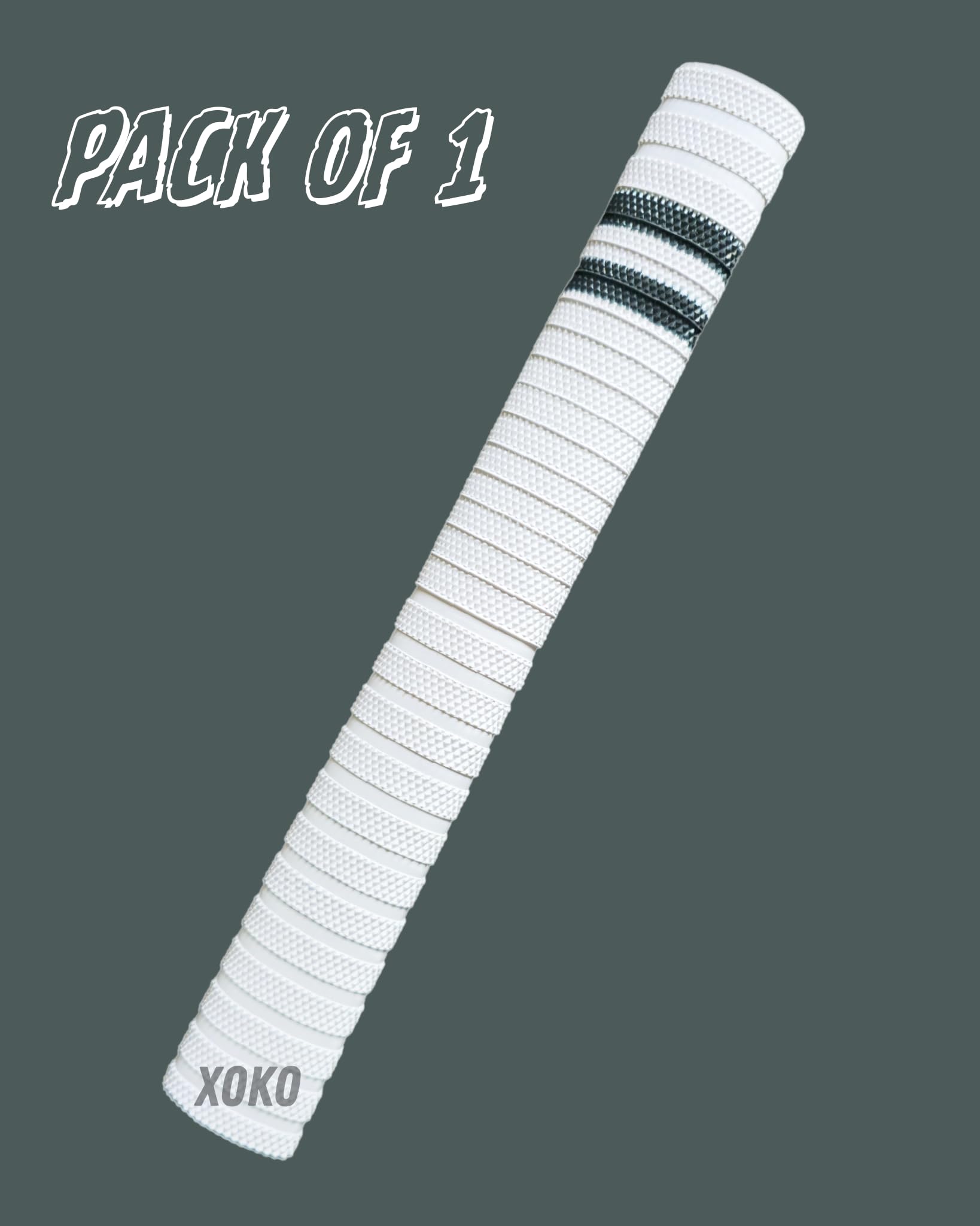 xoko Premium White Cricket Bat Grip with Black Line | Ultra Tacky Rubber Handle Grip for Better Control and Comfort β Pack of 1 1
