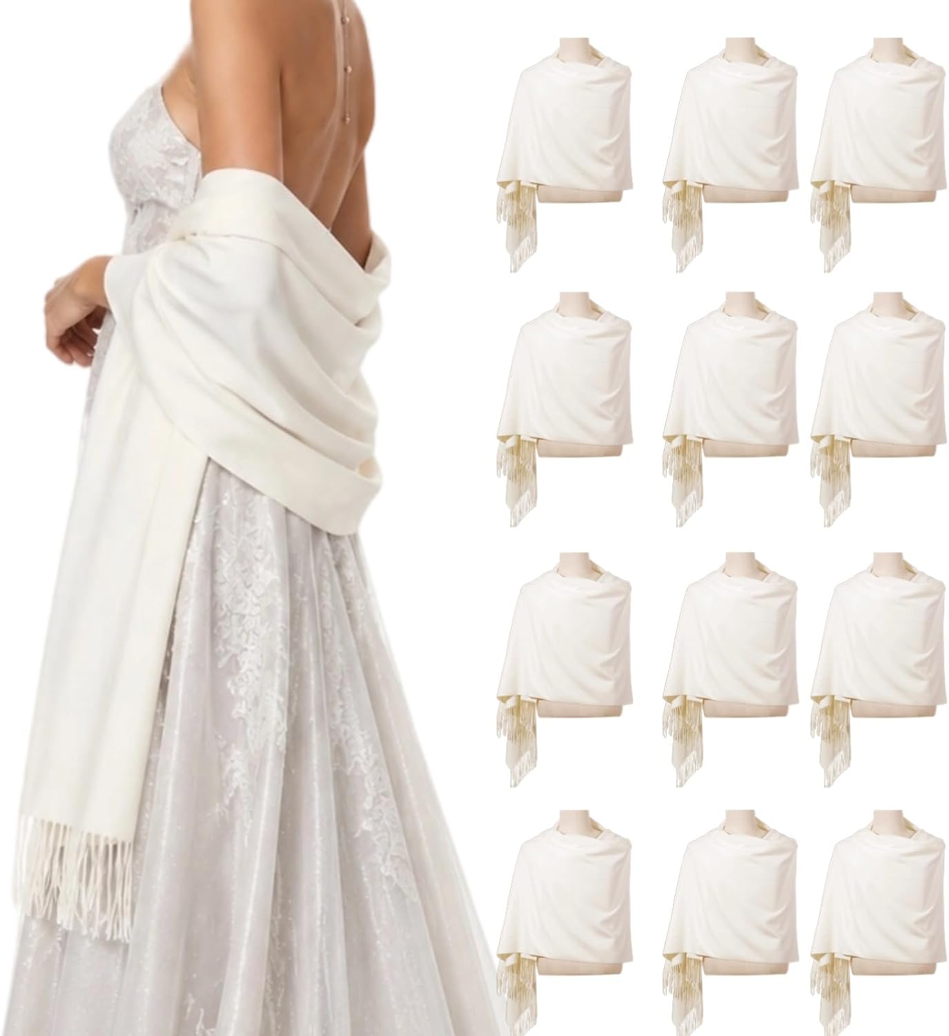 12 Pcs Bulk Wedding Shawl Wraps for Guests Favors Bridal Bridesmaid Scarves