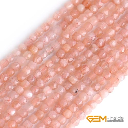 Miniatura 4 de GEM-Inside - Cuentas espaciadoras pequeñas de cuarzo con piedra lunar naranja natural de 0.5 pulgadas, cuentas espaciadoras de chakras, cuentas para