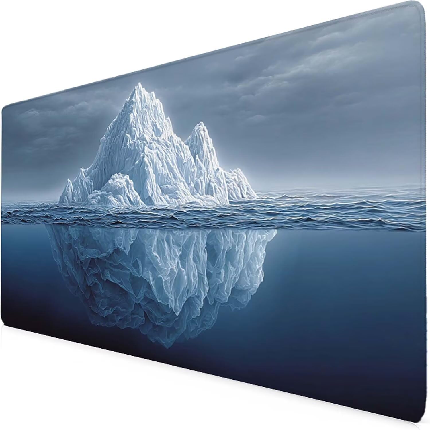 Tappetino Mouse XXL 1000x500mm Grigio Mousepad Ghiacciaio Tappetino Scrivania Grande, con base in Gomma Antiscivolo, Impermeabile Sottomano Scrivania per Computer, Ufficio, Accessori Gaming 5-1090i