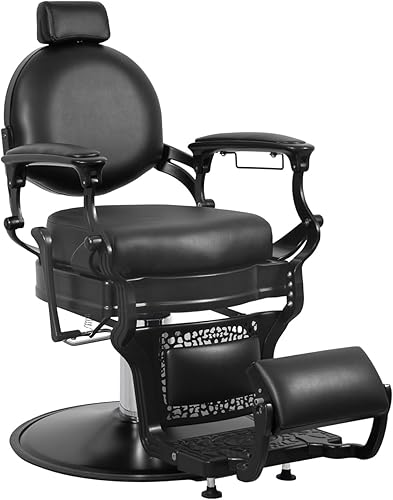 Silla de peluquería vintage para estilista, silla de peluquería resistente para peluquería clásica, silla reclinable de peluquería, masaje de