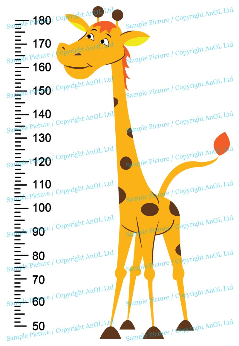(93x 142cm) in vinile da parete Giraffa righello altezza crescita misura grafico adesivo/bambini/bambini Art decorazione + senza casuale decalcomania regalo.