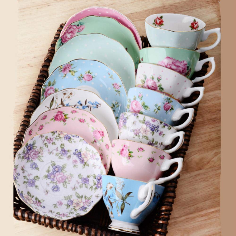 Ensemble de Tasses à thé en Relief avec cuillère et Soucoupe Tasses à Cappuccino en Porcelaine Ensemble de Tasses à café Blanches de 7 oz