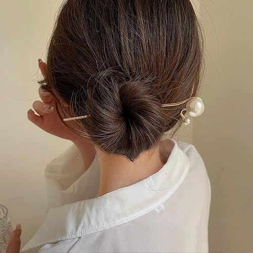 Miniatura 2 de 2 palitos de perlas, broches de pelo para niñas, mujeres, perlas, elegante tenedor de pelo retro, para novia, peinado