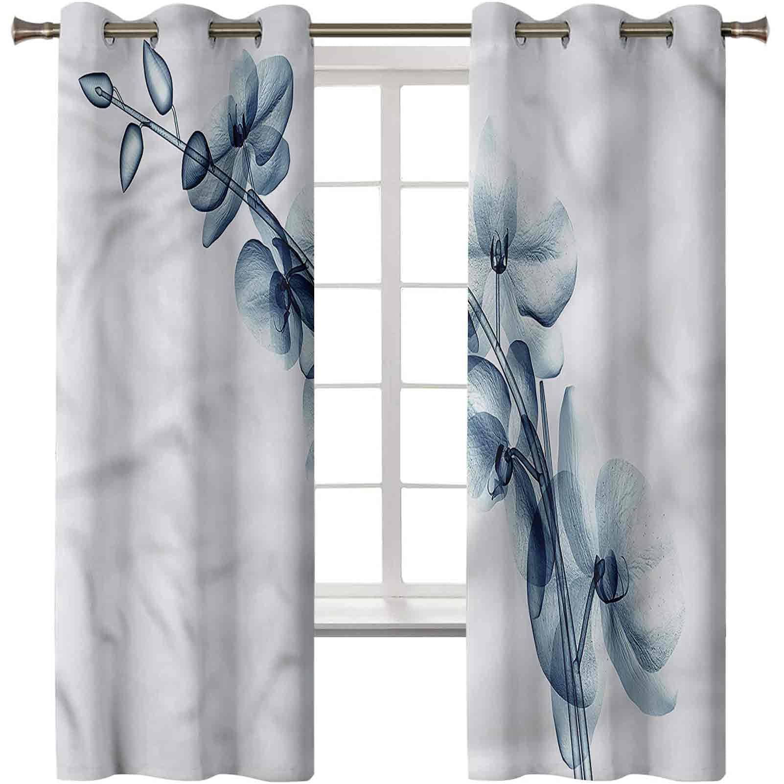 Tende Camera Da Letto 2 Pezzi Motivo Stampati In Fiori Bianchi In Rilievo 3D Tenda Oscurante Bambini Termica Isolante Con Passanti 280X260Cm(LxA) Tende Soggiorno Nataliziev Decorazione Da Finestre