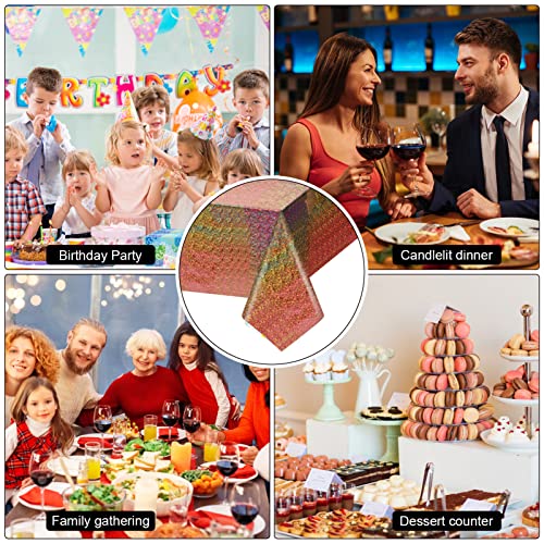 Image of 3 Pack Iridescent Tablecloth, 54 inch x 108 inch Birthday Party Table Cloths Iridescence Plastic Disposable Table Covers Iridescent Party Decorations, Birthday Decor Tablecloth for Buffet Table