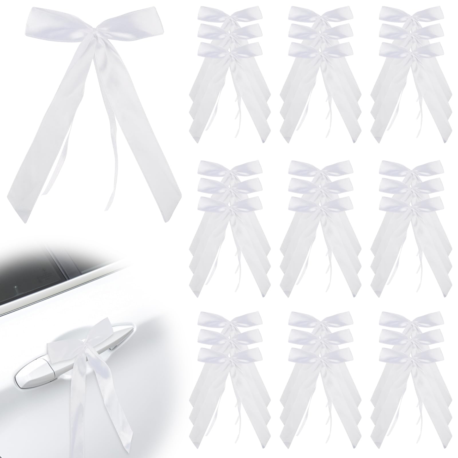 Coccarde Per Fiocchi Per Auto Fiocchi Auto Matrimonio Fiocchi Matrimonio Bianchi 4 Pezzi - Tulle 40x120cm Per Auto E Decorazioni Chiesa Coccarde Matrimonio Bianche Coccarde Matrimonio Auto