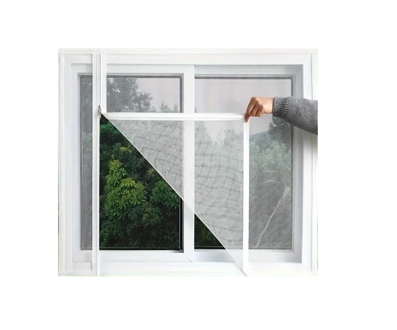 Moustiquaire de fenêtre zippée blanche 85x120 cm amovible