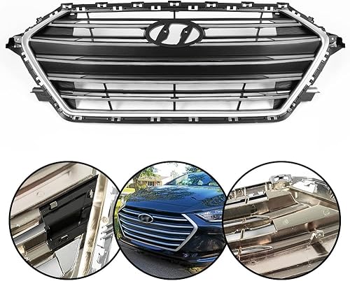 Miniatura 2 de G-PLUS Rejilla de parachoques superior delantera cromada y negra compatible con Hyundai Elantra 2017-2018