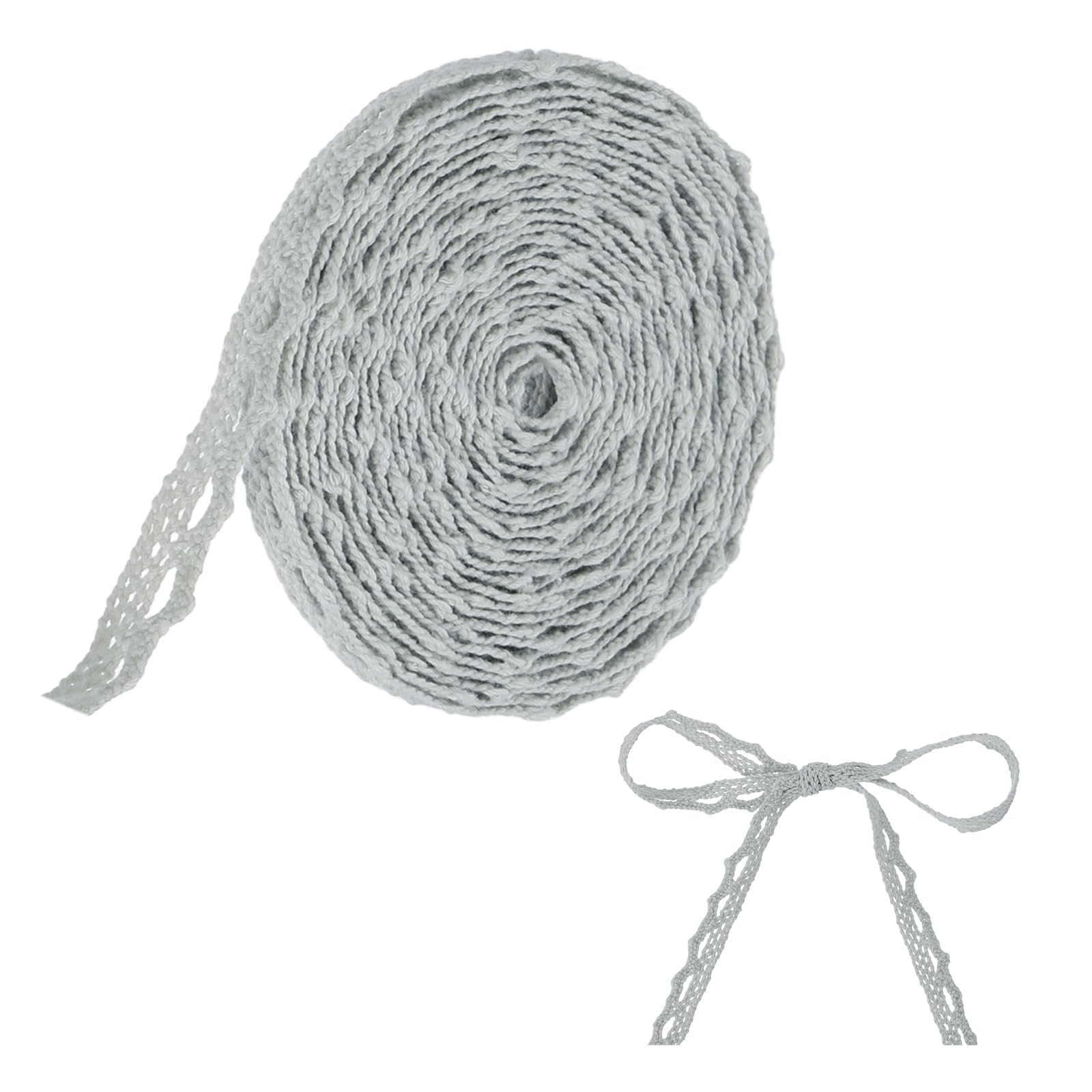 sourcing map 10 Yards Gray Lace Trim, 0.4 Inch Wide Vintage Floral Fabric Lace Ribbon by the Roll for DIY Handicrafts Wedding Decorating Sewing Bouquet Hair Bow Making Gift Wrapping