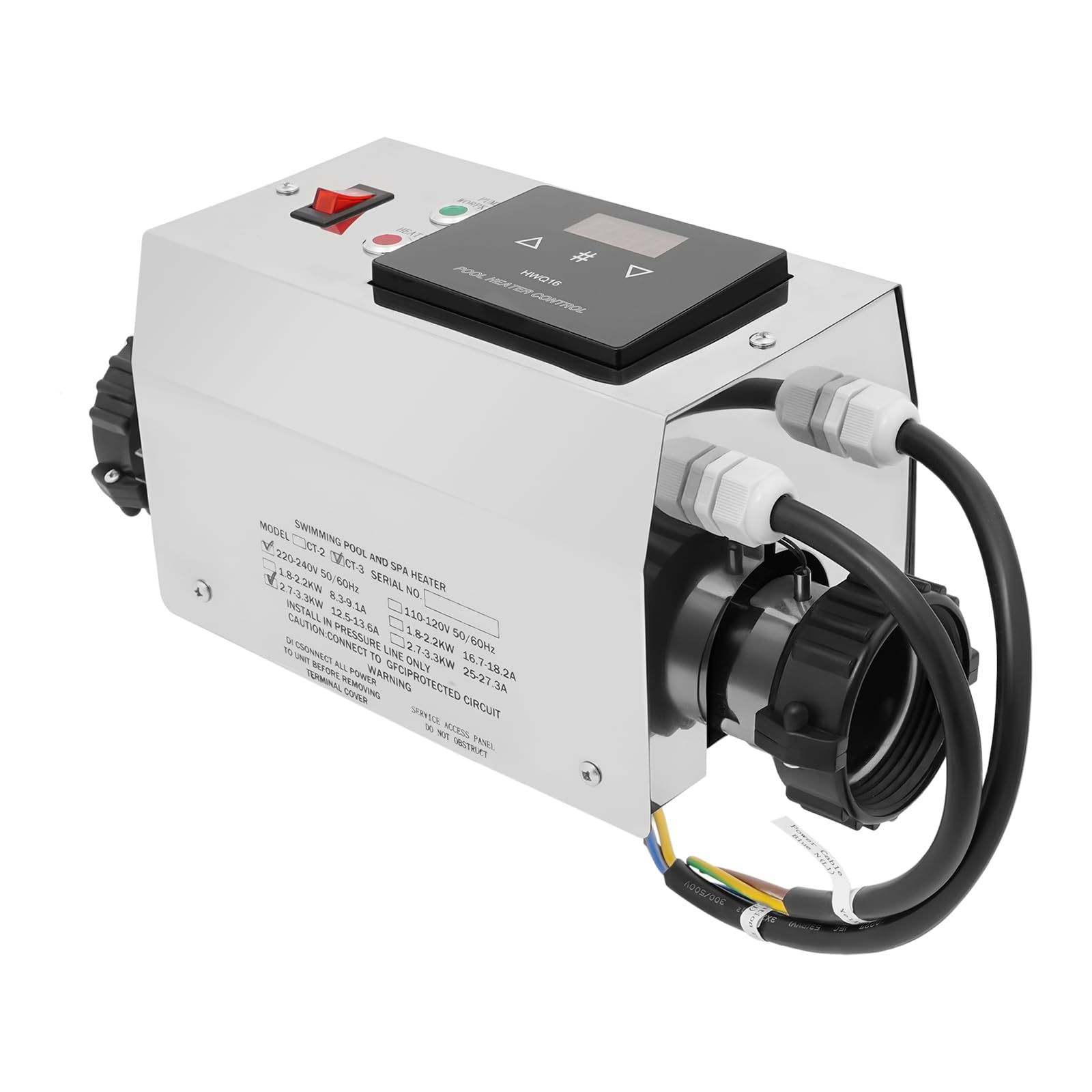 Riscaldamento elettrico per piscina 3 KW, riscaldatore impermeabile in acciaio inox per SPA e piccole piscine fino a 1,5 m³, con controllo intelligente della temperatura, riscaldamento rapido