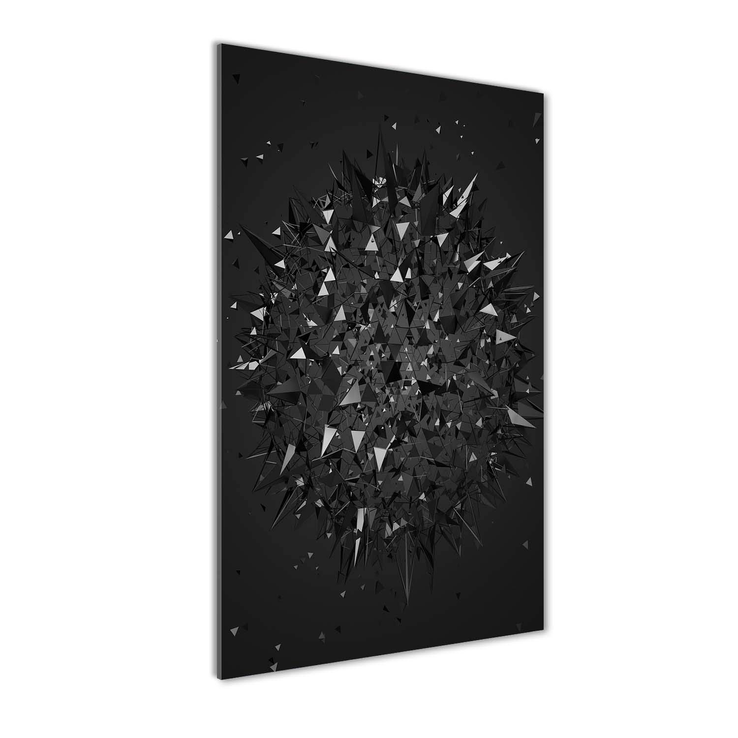 Peinture sur verre trempé Tulup 70x140cm tableau noir abstraction 3D moderne