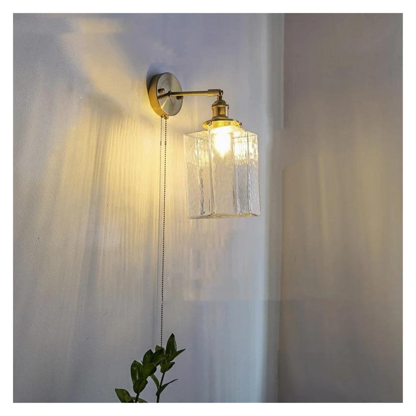 JYBNBBE Wall Sconces, Glass LED Bathroom Mirror Light Copper Home Indoor Lighting Luminaria Bedroom Living Room Nordic Modern Wall Lamp Sconce,Pull Chain Switch-A