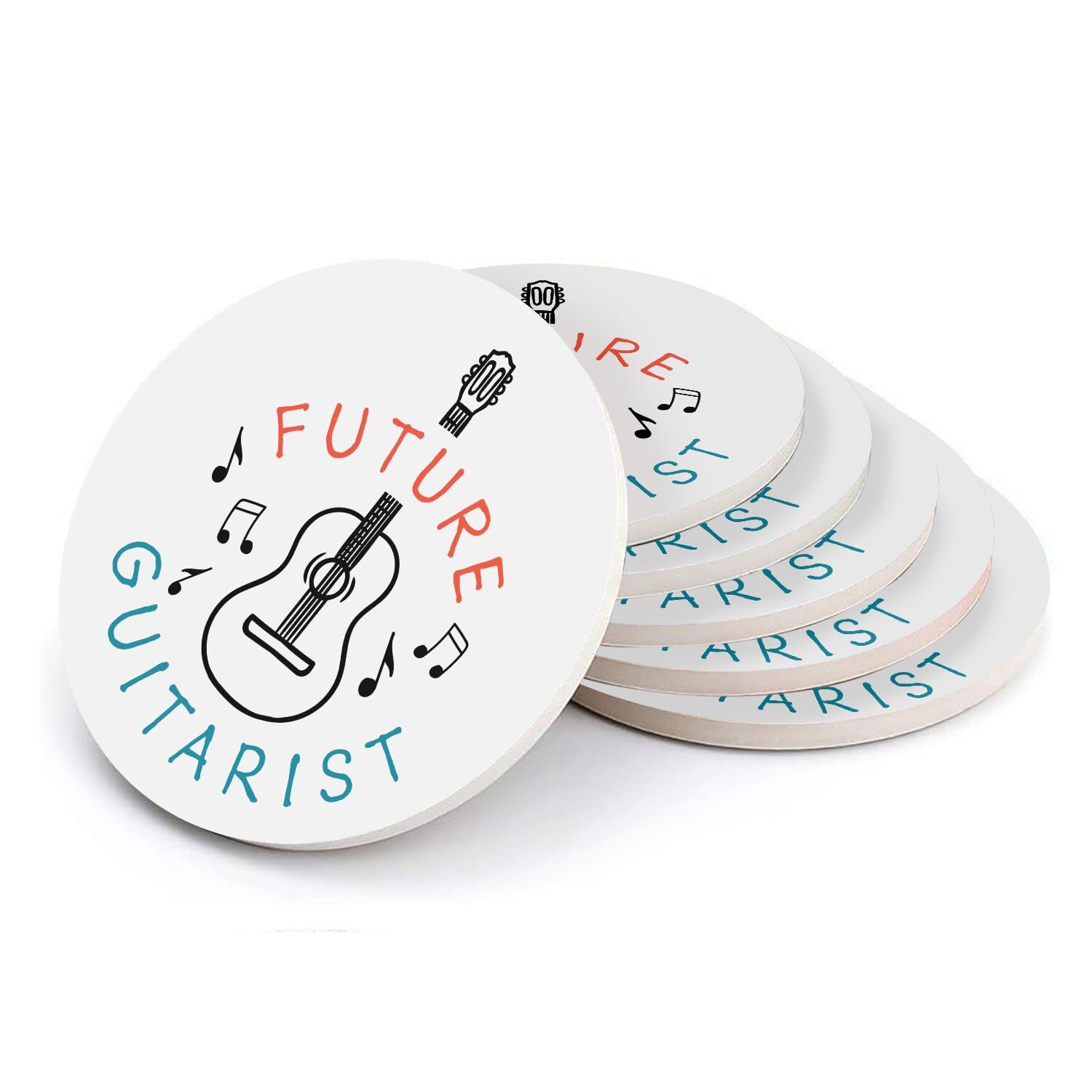 Sous verre ronds en céramique Future Guitarist - Cadeau idéal musicien