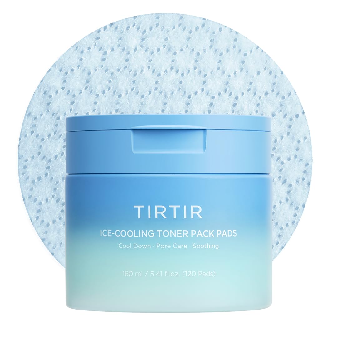 TIRTIR Ice-Cooling Icing Toner Pads | -3.76°C Instant Cool Down for Pore Reducing and Hydrating Korean Skincare (120 Units)