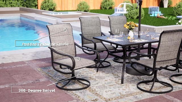 Amazon.com: PHI VILLA 8 PCS Patio Table Chairs Set with Umbrella
