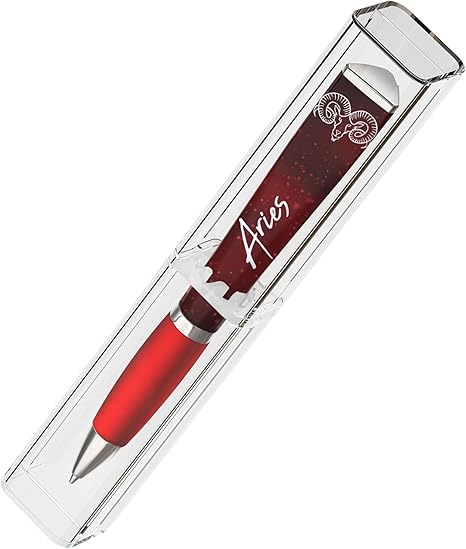 ANINKABOVE Aries Zodiac Sign Ballpoint Pen, Cool Pen Constellation Design, Zodiac Gifts Pretty Pens - Fancy Astrology Gifts for Women and Men (Aries Pen in acrylic case)