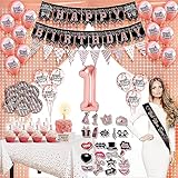 1st Birthday Decorations - 2022 First Fairy For Girl 1 Year Old Gifts, Wild One Baby, Numero Para Decoracion, Party Supplies Banners, Mom Sash, Pink Cupcake Toppers, Happy 12 Month Balloon Sign Theme