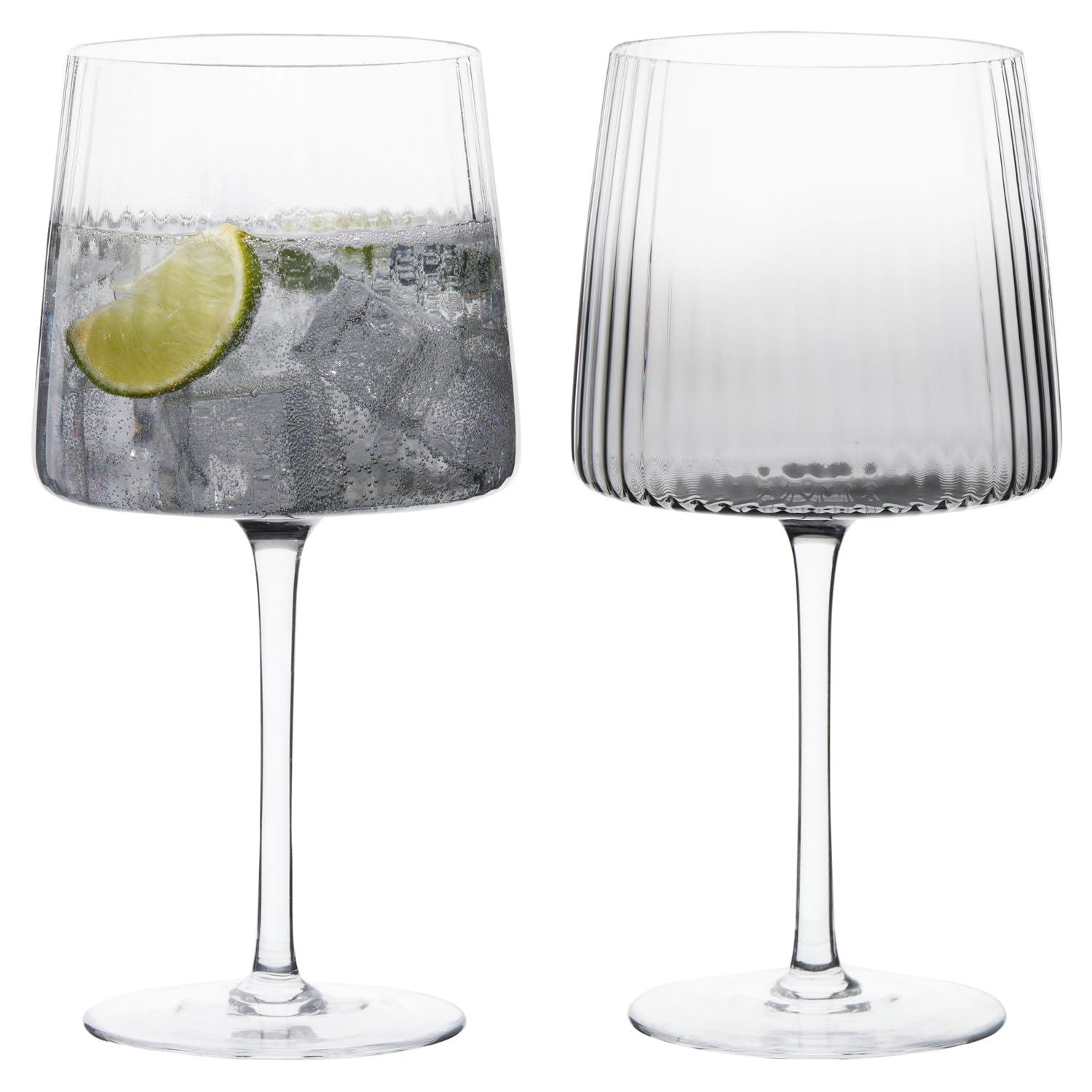 Empire Verres à Gin Fabriqués à la Main pour Vin, Cocktails ou Eau - 700 ml - Gris Fumé - Lot de 2 Élégants Verres à Cocktail