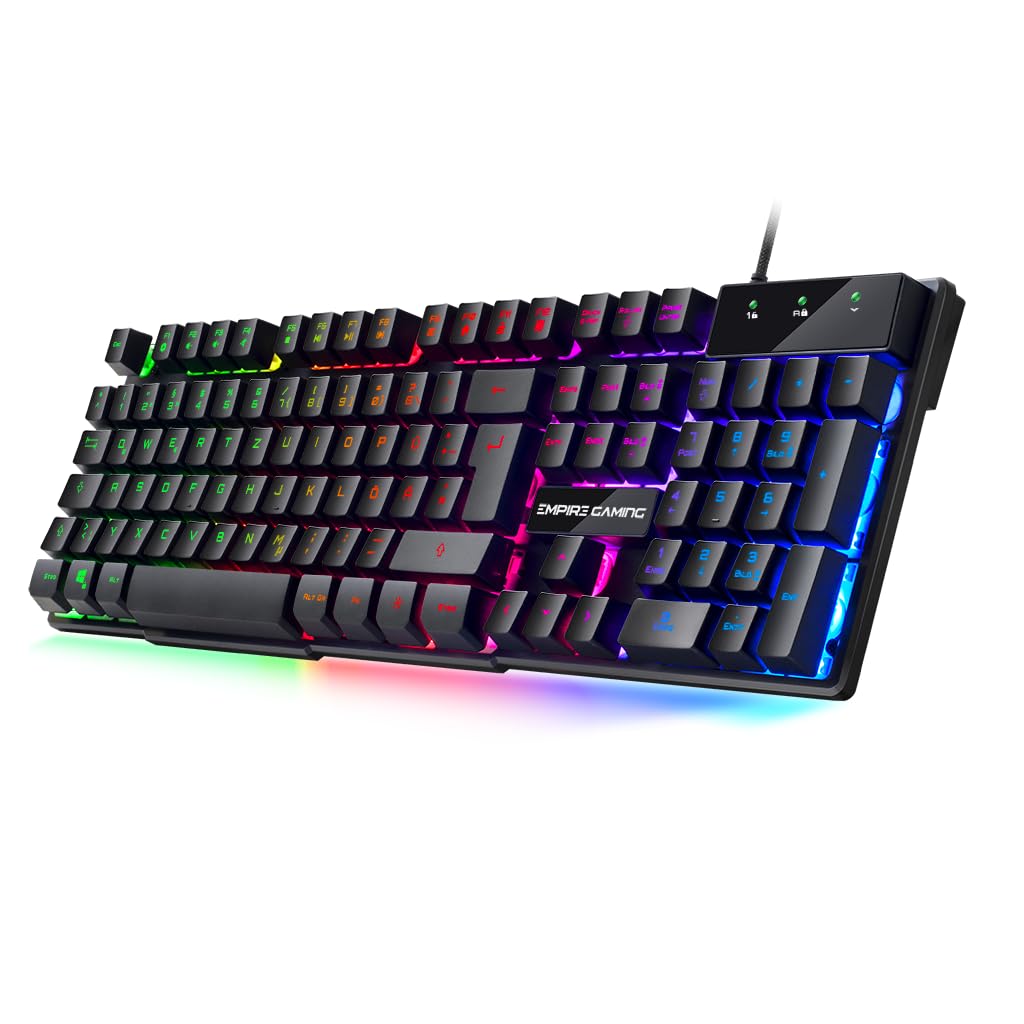 EMPIRE GAMING PC-Tastatur Empire K300 QWERTZ – 105 halbmechanische Tasten, davon 19 Anti-Ghosting-Tasten, 12 Multimedia-Shortcuts, LED-RGB-Rückbeleuchtung
