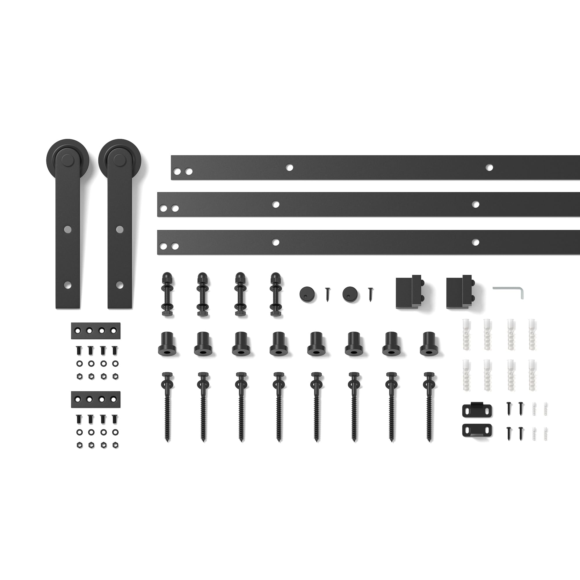 Kit de Puerta Corredera de Madera Individual, Riel Negro de Granero Resistente