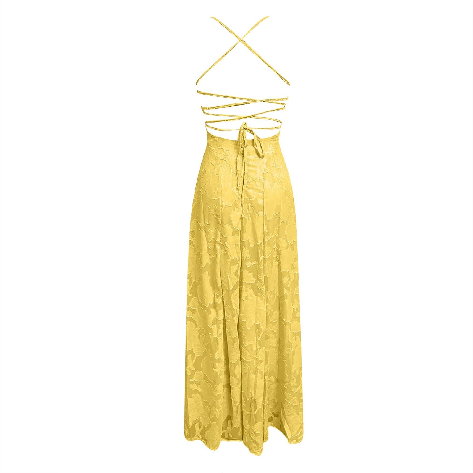 Genérico Vestido Boda Mujer Invitada de Encaje JacquardElegante Vestidos Corsé con Tirantes Delgados Espalda Descubierta Vestido Gasa para Mujer Vestidos Formal de Graduación